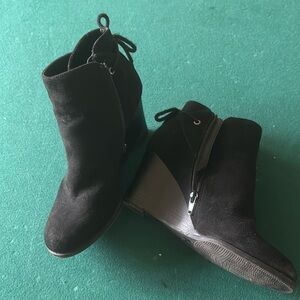 Black Wedge Booties